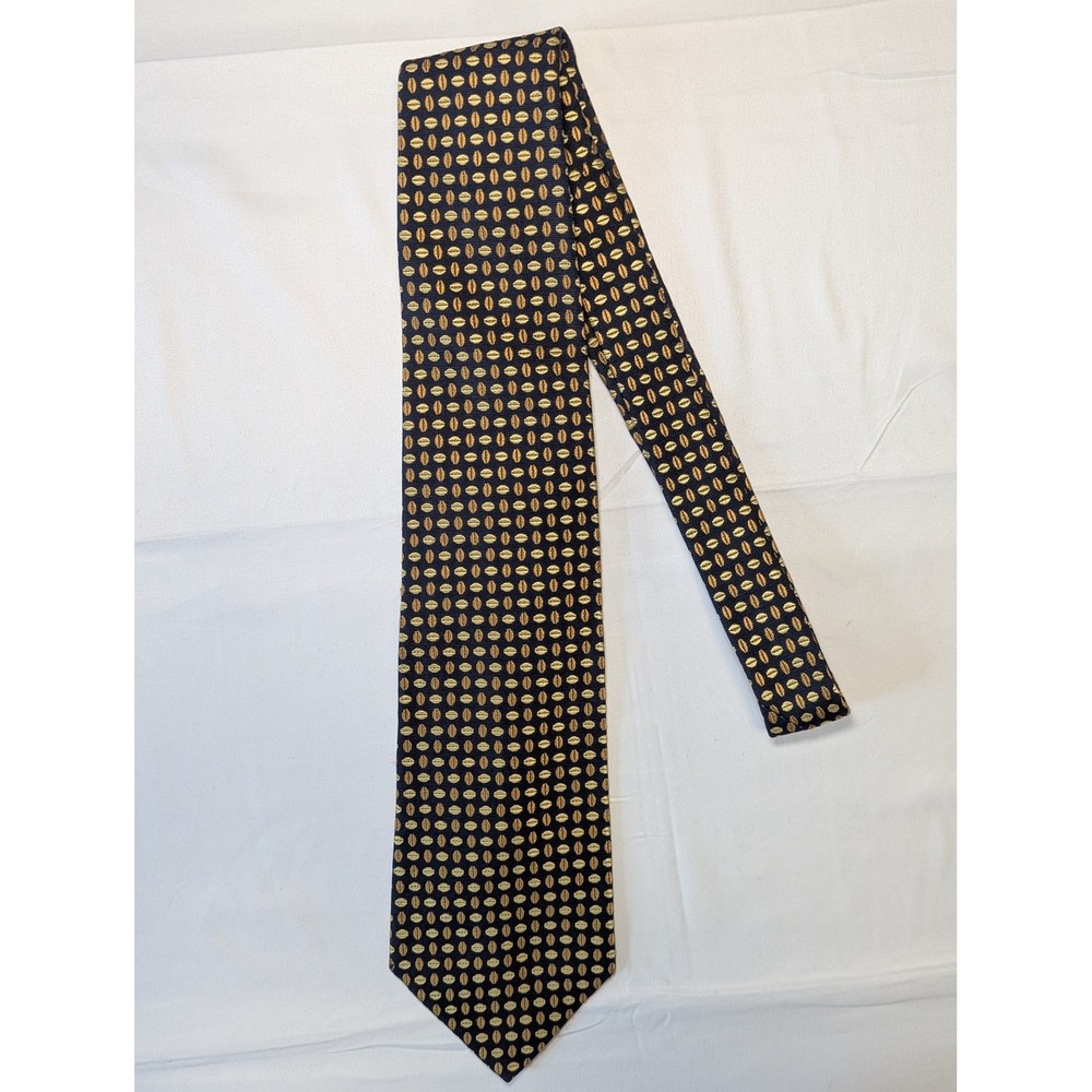 Brooks Brothers Makers Mens Navy Blue Gold Geometric Silk Tie Made in USA 4 Inch